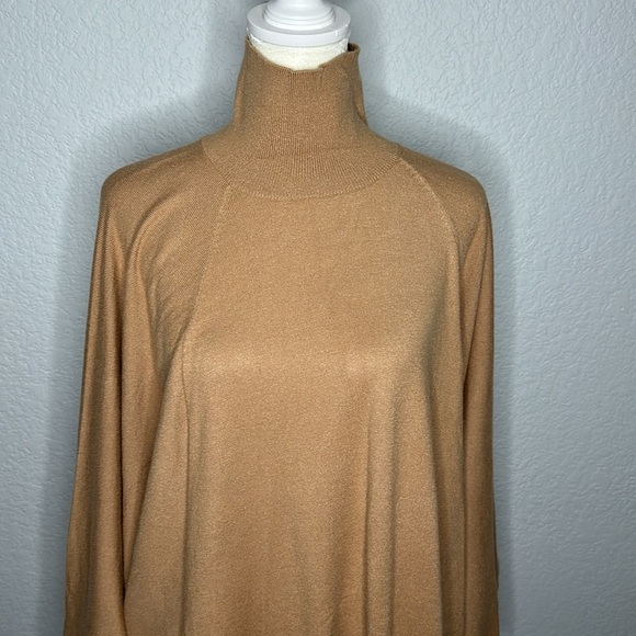 Joan Vass Oversized Camel Dolman Sleeve Mock Neck Sweater Small - Picture 3 of 10